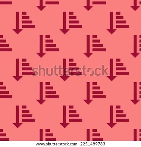 Seamless repeating tiling sort amount asc flat icon pattern of light coral and vivid burgundy color. Background for presentation.