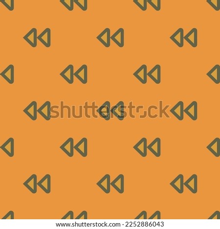 Seamless repeating tiling media rewind outline flat icon pattern of satin sheen gold and umber color. Background for UI design.