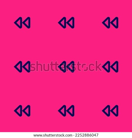 Seamless repeating tiling media rewind outline flat icon pattern of vivid cerise and oxford blue color. Background for desktop.