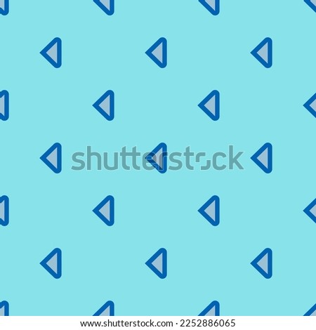 Seamless repeating tiling media play reverse outline flat icon pattern of pale cerulean and sapphire blue color. Design for brochure cover.