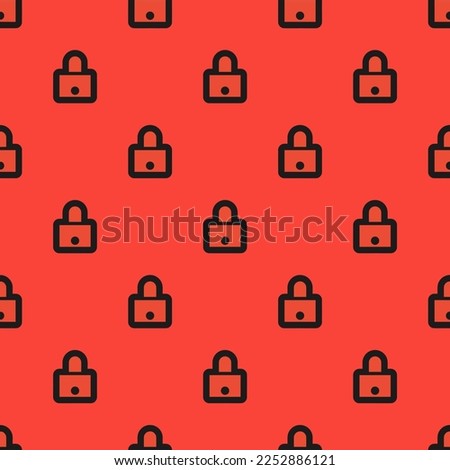 Seamless repeating tiling lock closed outline flat icon pattern of carmine pink and dark jungle green color. Design for pizza box.