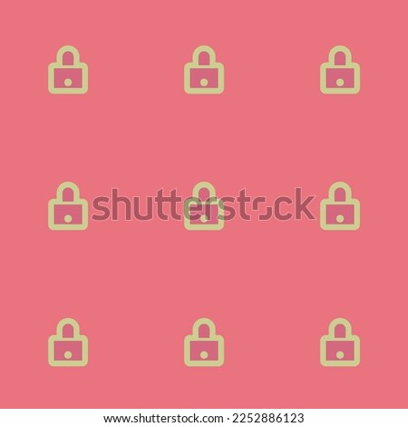 Seamless repeating tiling lock closed outline flat icon pattern of blush and medium spring bud color. Design for notes.