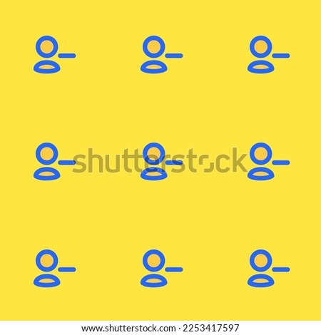 Seamless repeating tiling user delete outline flat icon pattern of sunglow and blue (crayola) color. Background for slogan.