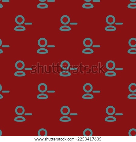 Seamless repeating tiling user delete outline flat icon pattern of ruby red and teal blue color. Two color background.