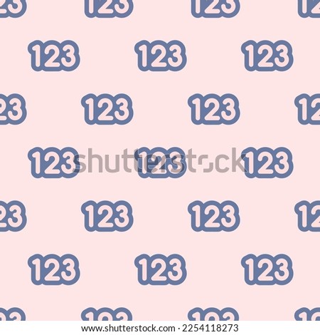 Seamless repeating tiling sort numerically outline flat icon pattern of misty rose and slate gray color. Design for wrapping paper.