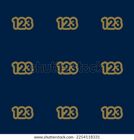 Seamless repeating tiling sort numerically outline flat icon pattern of oxford blue and dark tan color. Background for website.