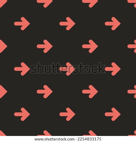 Seamless repeating tiling arrow right thick flat icon pattern of black leather jacket and terra cotta color. Background for poster.