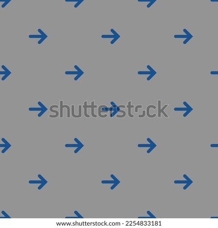 Seamless repeating tiling arrow right flat icon pattern of dark gray and yale blue color. Background for UI design.