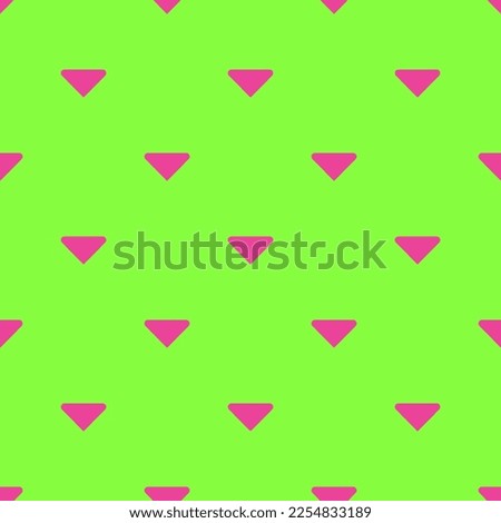 Seamless repeating tiling arrow sorted down flat icon pattern of green-yellow and rose bonbon color. Background for flyer.