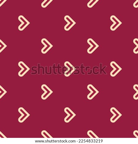 Seamless repeating tiling chevron right outline flat icon pattern of deep carmine and peach puff color. Background for UI design.