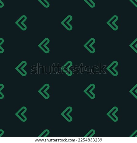 Seamless repeating tiling chevron left outline flat icon pattern of dark jungle green and dark spring green color. Background for business card.