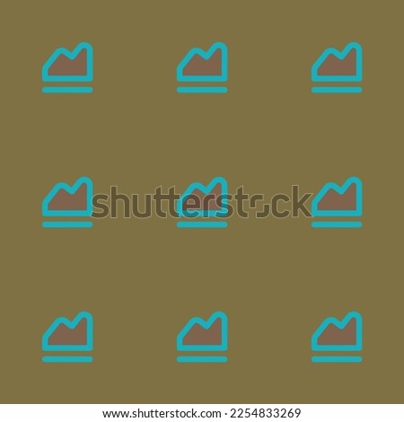 Seamless repeating tiling chart area outline flat icon pattern of raw umber and light sea green color. Background for wedding invitation.