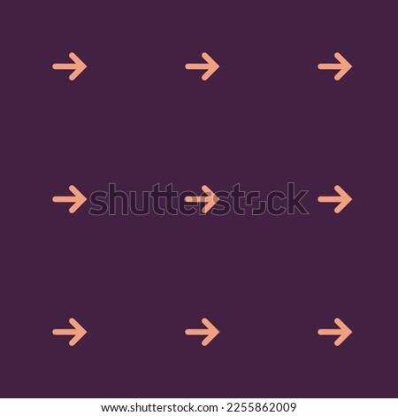 Seamless repeating tiling arrow right flat icon pattern of purple taupe and light salmon color. Design for notes.