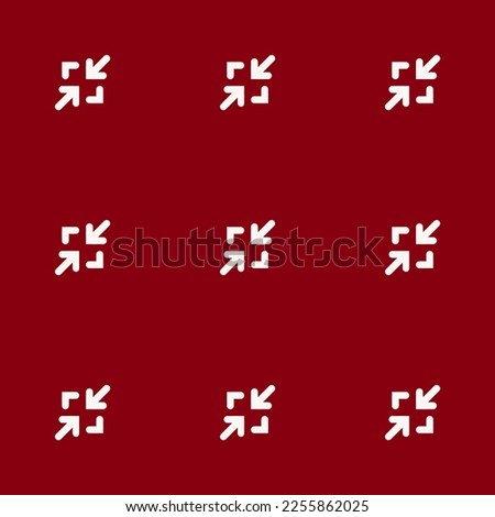 Seamless repeating tiling arrow minimise flat icon pattern of carmine and white smoke color. Two color background.