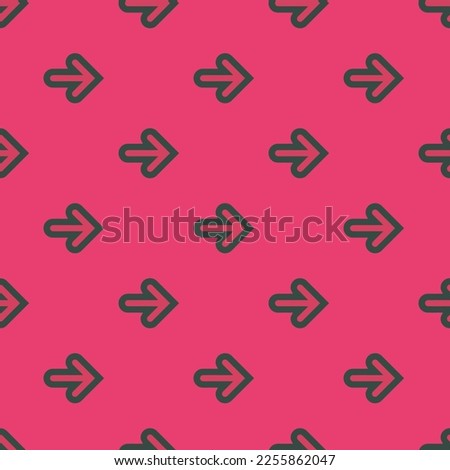 Seamless repeating tiling arrow right outline flat icon pattern of brick red and charcoal color. Design for wrapping paper.