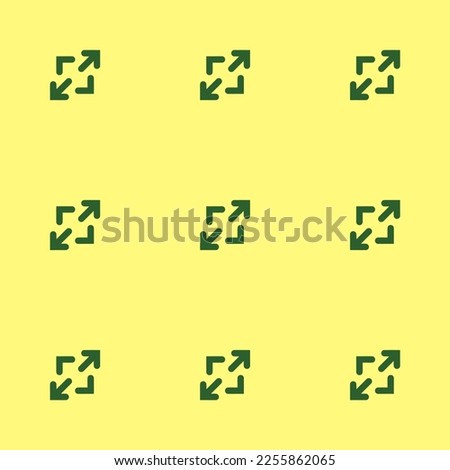 Seamless repeating tiling arrow maximise flat icon pattern of mellow yellow and hunter green color. Background for logo design.