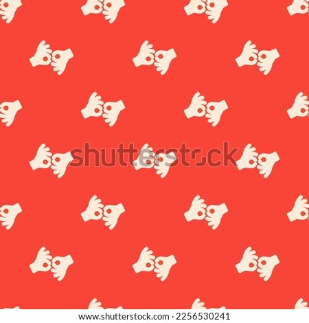 Seamless repeating tiling american sign language interpreting flat icon pattern of carmine pink and moccasin color. Ornament for invitation card.
