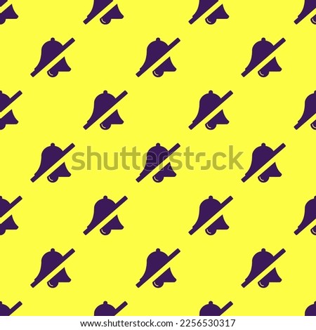 Seamless repeating tiling bell slash flat icon pattern of icterine and persian indigo color. Backround for motivational quites.