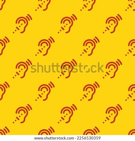 Seamless repeating tiling assistive listening systems flat icon pattern of yellow (ncs) and dark pastel red color. Design for album cover.
