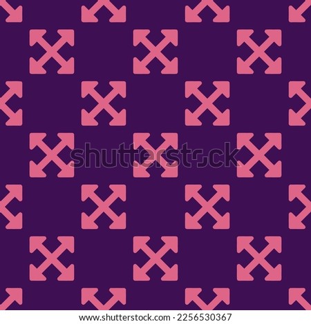 Seamless repeating tiling arrows alt flat icon pattern of persian indigo and blush color. Background for news report.
