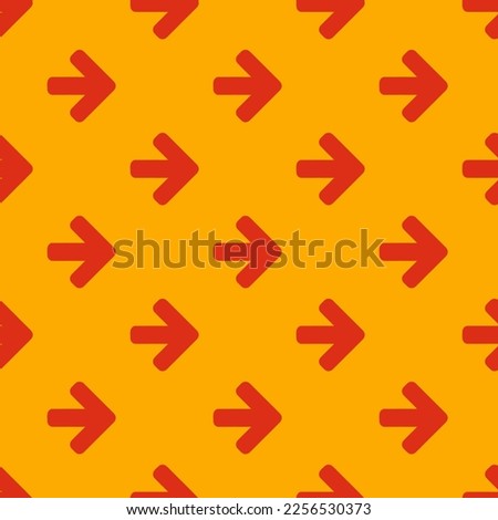 Seamless repeating tiling arrow right flat icon pattern of chrome yellow and lust color. Background for flyer.