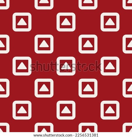 Seamless repeating tiling caret square o up flat icon pattern of ruby red and isabelline color. Design for album cover.