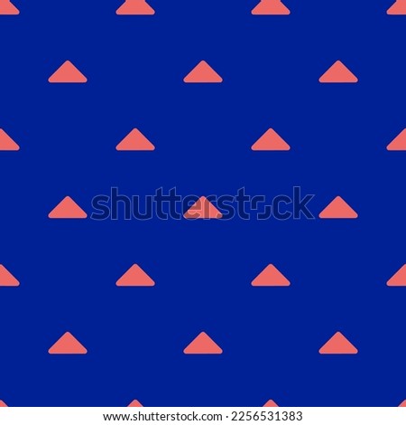 Seamless repeating tiling caret up flat icon pattern of imperial blue and light carmine pink color. Background for letter.