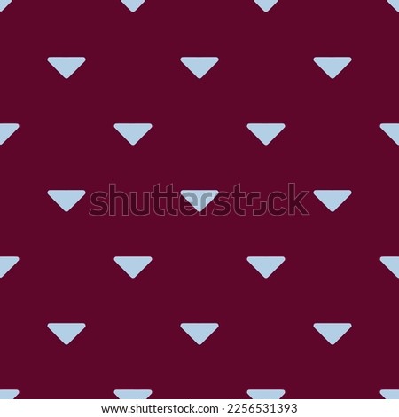 Seamless repeating tiling caret down flat icon pattern of tyrian purple and pale aqua color. Background for story.