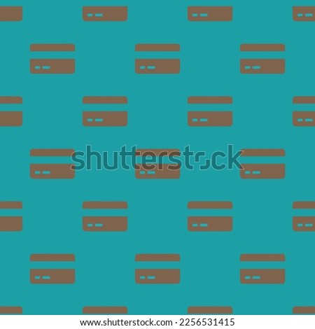 Seamless repeating tiling credit card alt flat icon pattern of light sea green and raw umber color. Design for postcard.