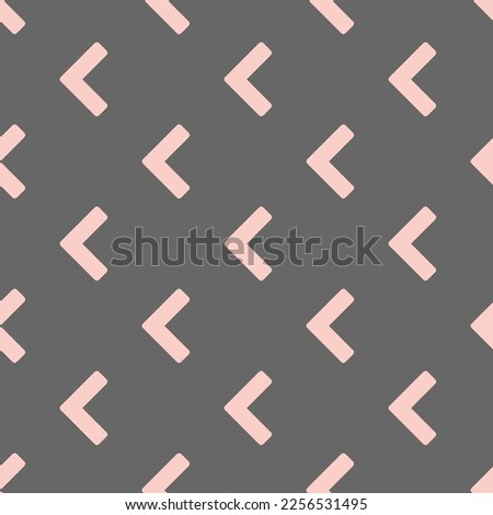 Seamless repeating tiling chevron left flat icon pattern of dim gray and unbleached silk color. Design for postcard.