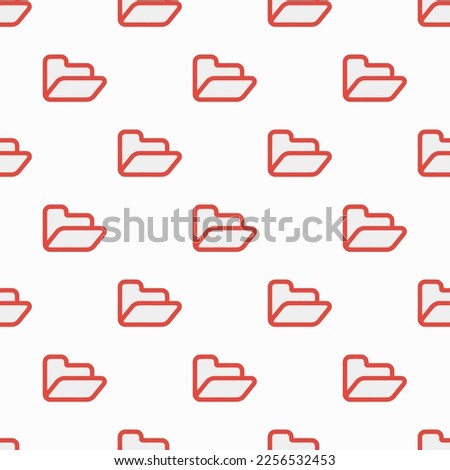Seamless repeating tiling folder open o flat icon pattern of isabelline and carmine pink color. Design for name tag.