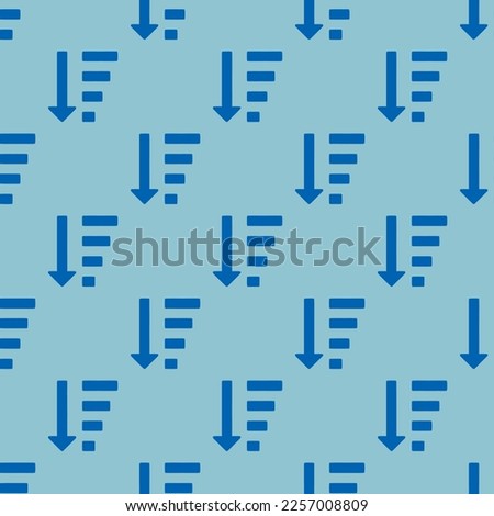 Seamless repeating tiling sort amount desc flat icon pattern of pale cerulean and sapphire blue color. Background for selfie.