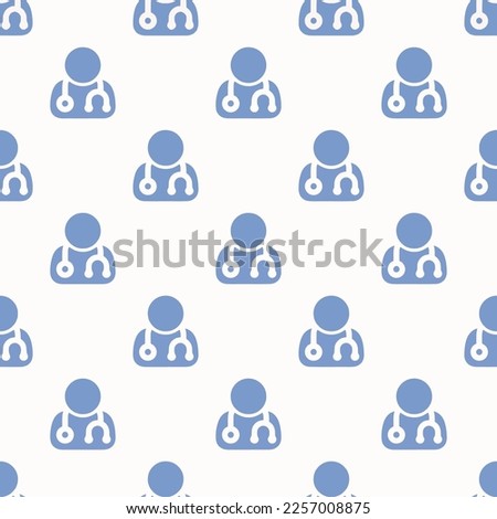 Seamless repeating tiling user md flat icon pattern of white smoke and dark pastel blue color. Design for notes.