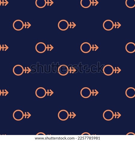 Seamless repeating tiling mars stroke h flat icon pattern of oxford blue and pale copper color. Background for home screen.
