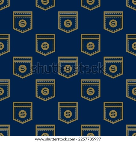Seamless repeating tiling shirtsinbulk flat icon pattern of oxford blue and dark tan color. Background for advertisment.