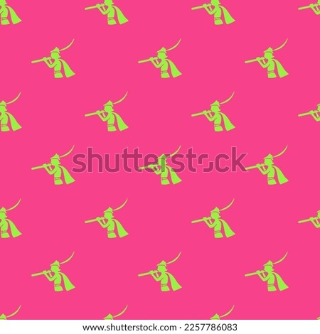 Seamless repeating tiling pied piper alt flat icon pattern of rose bonbon and green-yellow color. Design for document cover.