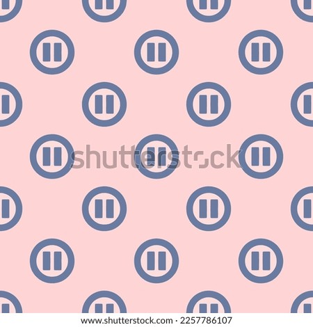 Seamless repeating tiling pause circle o flat icon pattern of misty rose and slate gray color. Background for slogan.
