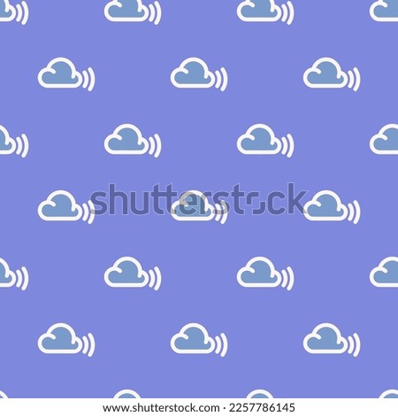 Seamless repeating tiling mixcloud flat icon pattern of dark pastel blue and white smoke color. Background for presentation.