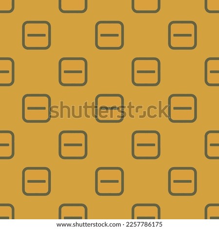 Seamless repeating tiling minus square o flat icon pattern of satin sheen gold and umber color. Background for presentation.