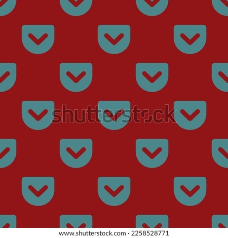 Seamless repeating tiling get pocket flat icon pattern of ruby red and teal blue color. Background for slides.
