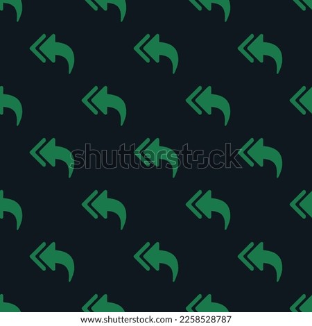 Seamless repeating tiling mail reply all flat icon pattern of dark jungle green and dark spring green color. Background for music sheet.