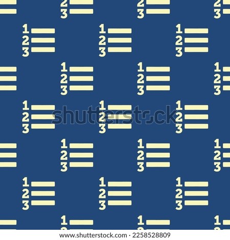 Seamless repeating tiling list ol flat icon pattern of dark slate gray and blond color. Design for announcement.