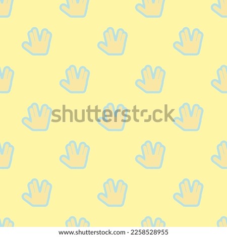 Seamless repeating tiling hand spock o flat icon pattern of vanilla and powder blue (web) color. Background for logo design.