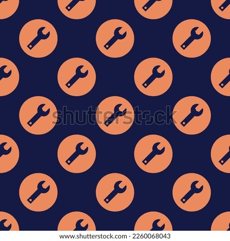 Seamless repeating tiling wrench alt flat icon pattern of oxford blue and pale copper color. Design for wrapping paper.