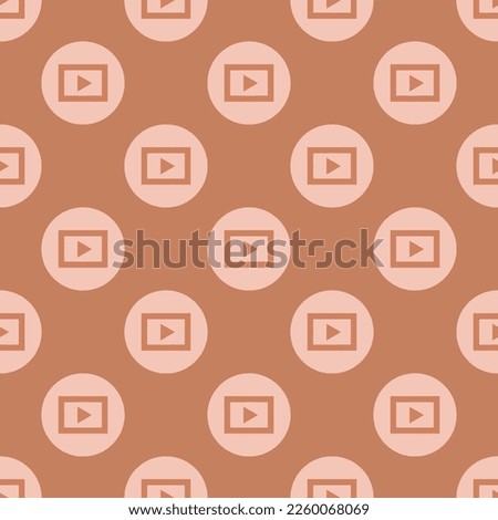 Seamless repeating tiling video alt flat icon pattern of pale copper and tea rose (rose) color. Background for advertisment.
