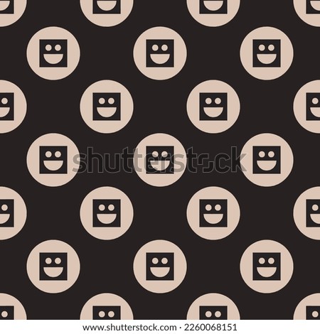 Seamless repeating tiling smiley alt flat icon pattern of dark jungle green and desert sand color. Design for album cover.