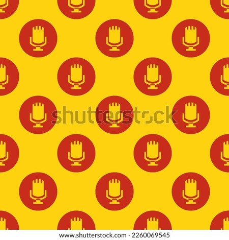 Seamless repeating tiling mic alt flat icon pattern of yellow (ncs) and dark pastel red color. Background for flyer.