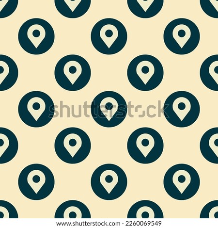 Seamless repeating tiling map marker alt flat icon pattern of eggshell and rich black color. Background for advertisment.