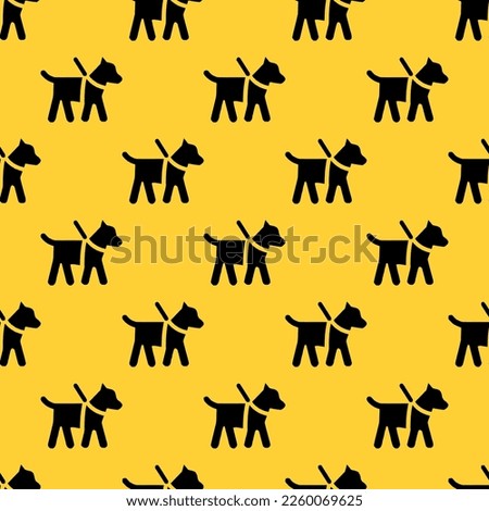 Seamless repeating tiling guidedog flat icon pattern of banana yellow and black color. Background for story.