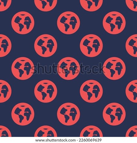 Seamless repeating tiling globe alt flat icon pattern of charcoal and red-orange color. Background for wedding invitation.